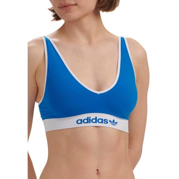 NEW ADIDAS modern flex scoop lower back bralette in blue bird 2 - Picture 1 of 4